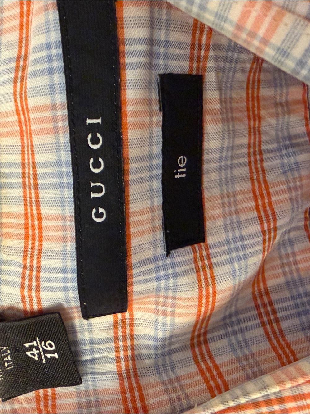 Gucci Orange and Light Blue Plaid Button-Down Shirt
